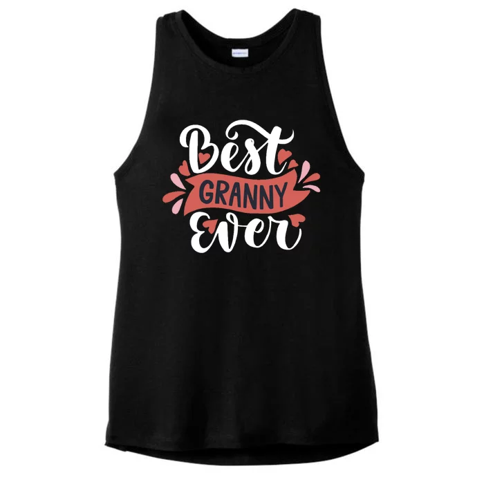 Best Granny Ever Hearts Ladies Tri-Blend Wicking Tank