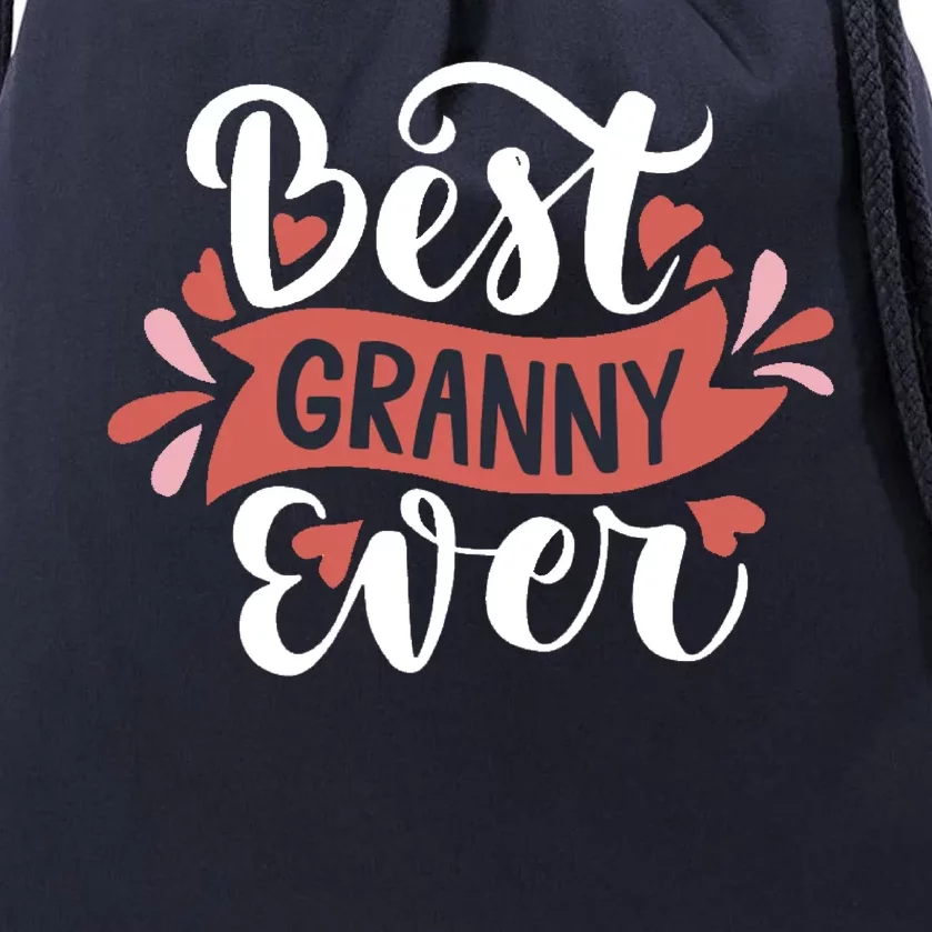 Best Granny Ever Hearts Drawstring Bag