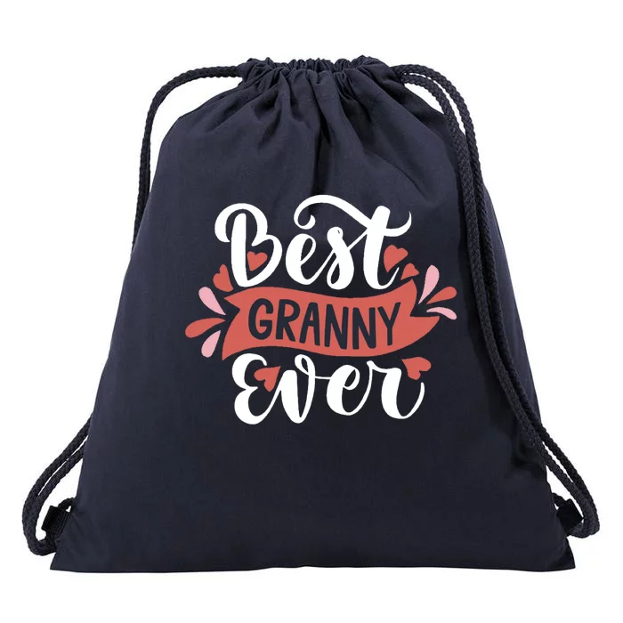 Best Granny Ever Hearts Drawstring Bag