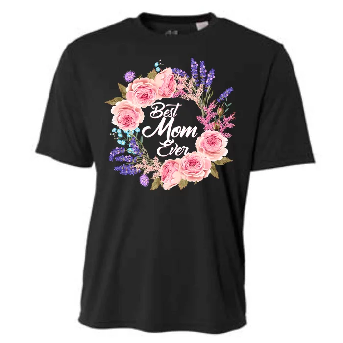 Best Mom Ever Flower Wreath Cooling Performance Crew T-Shirt