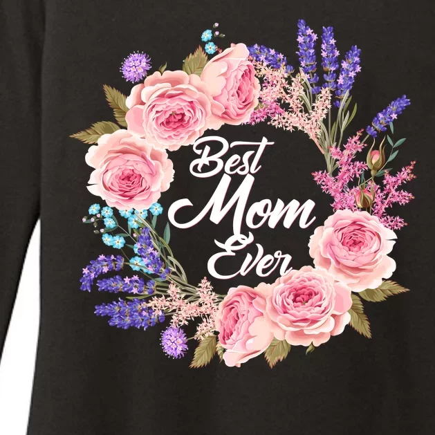 Best Mom Ever Flower Wreath Womens CVC Long Sleeve Shirt