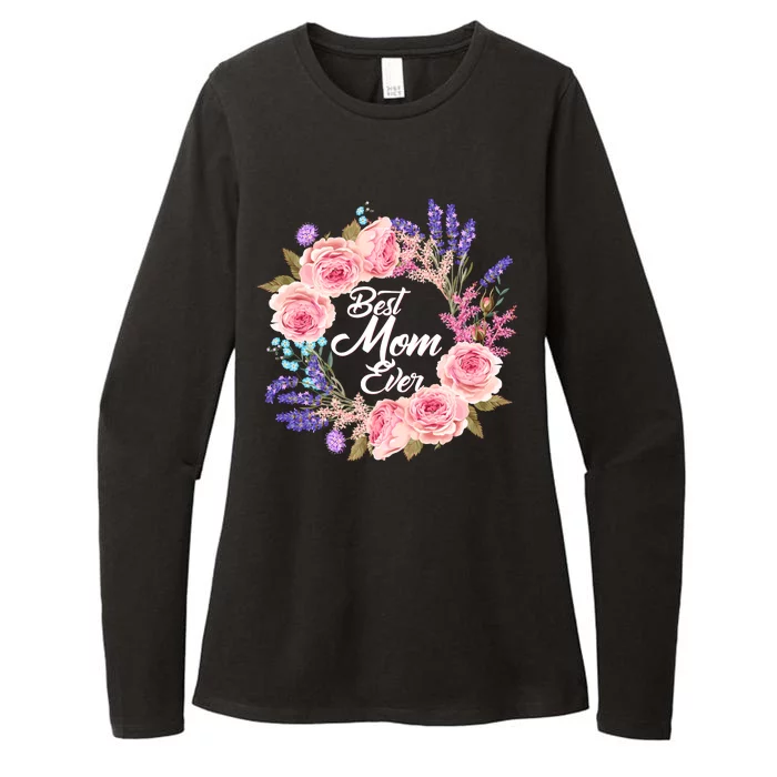 Best Mom Ever Flower Wreath Womens CVC Long Sleeve Shirt