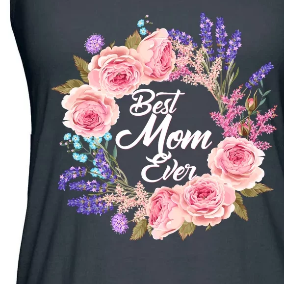 Best Mom Ever Flower Wreath Ladies Essential Flowy Tank