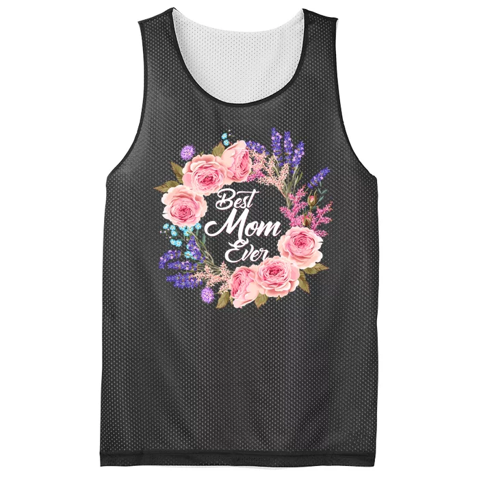 Best Mom Ever Flower Wreath Mesh Reversible Basketball Jersey Tank