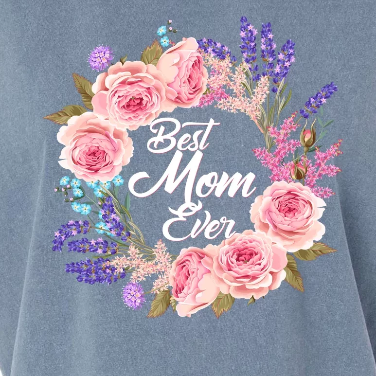 Best Mom Ever Flower Wreath Garment-Dyed Women's Muscle Tee