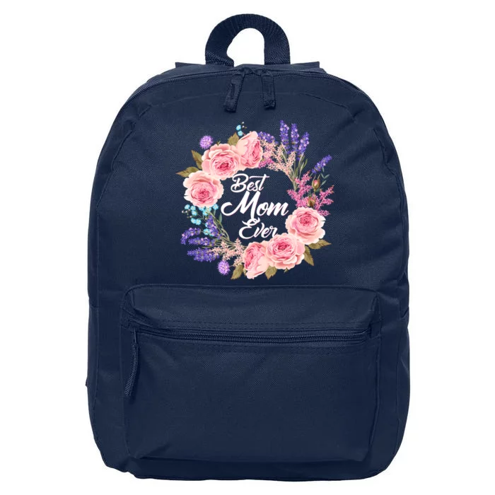 Best Mom Ever Flower Wreath 16 in Basic Backpack