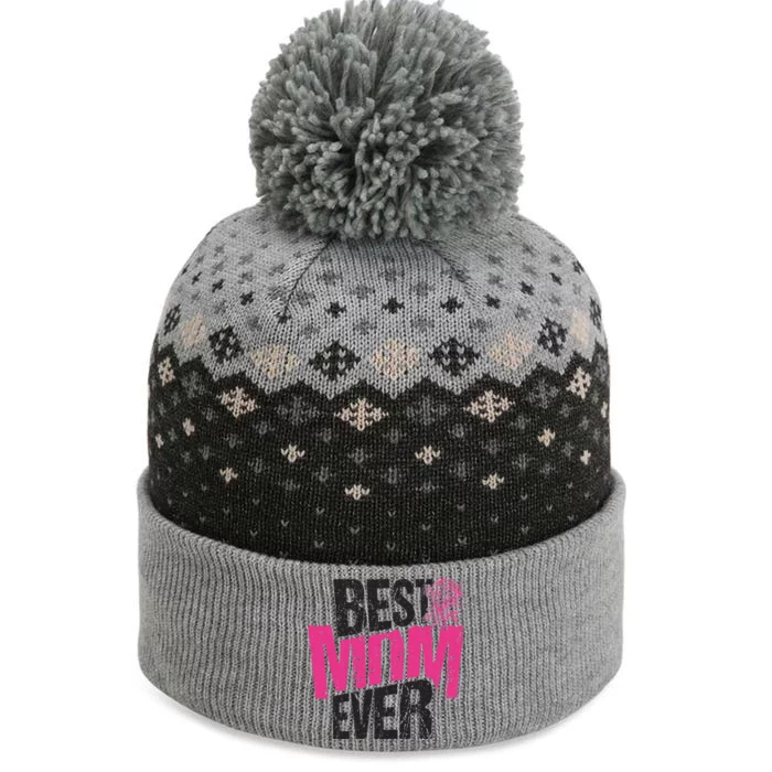 Best Mom Ever Rose Distressed The Baniff Cuffed Pom Beanie