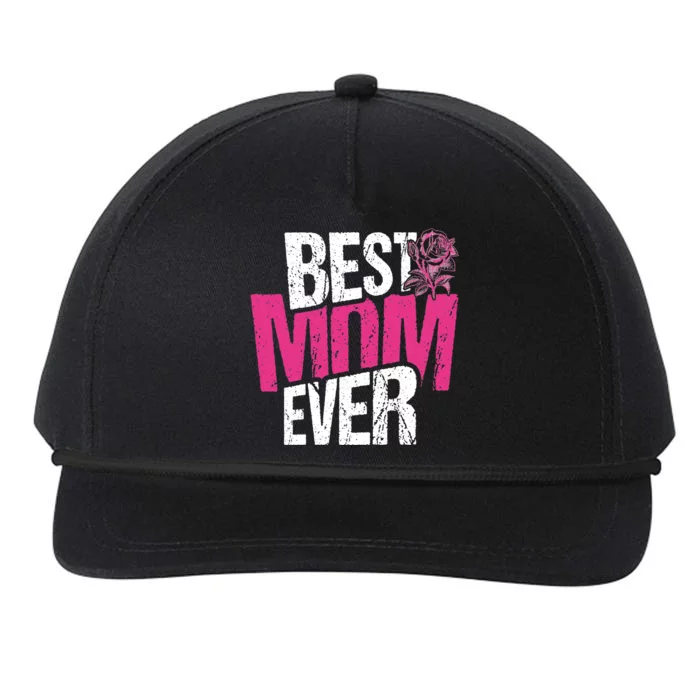 Best Mom Ever Rose Distressed Snapback Five-Panel Rope Hat