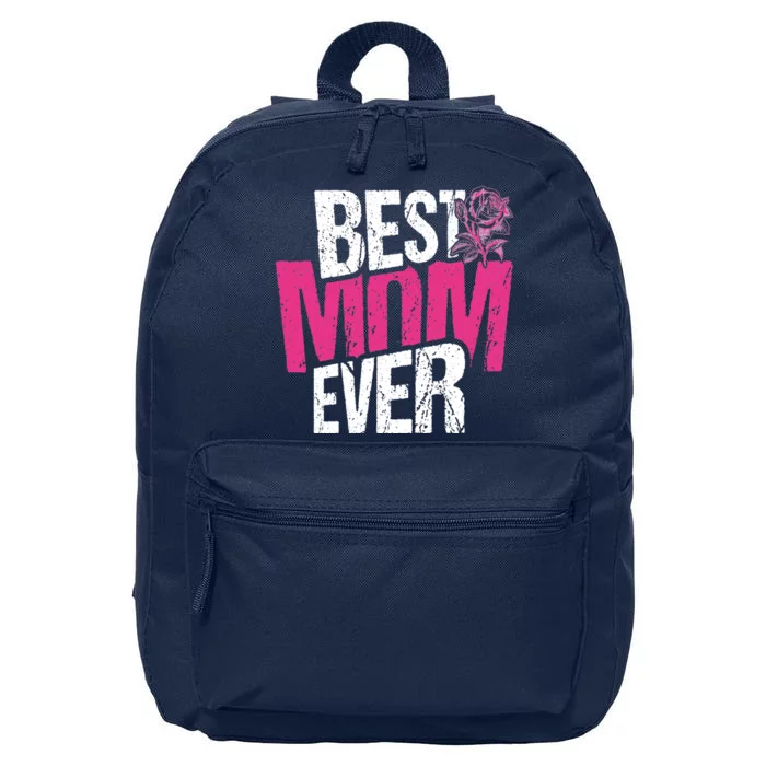 Best Mom Ever Rose Distressed 16 in Basic Backpack