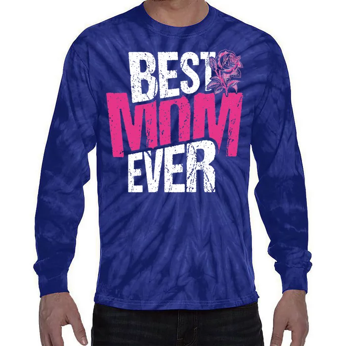 Best Mom Ever Rose Distressed Tie-Dye Long Sleeve Shirt