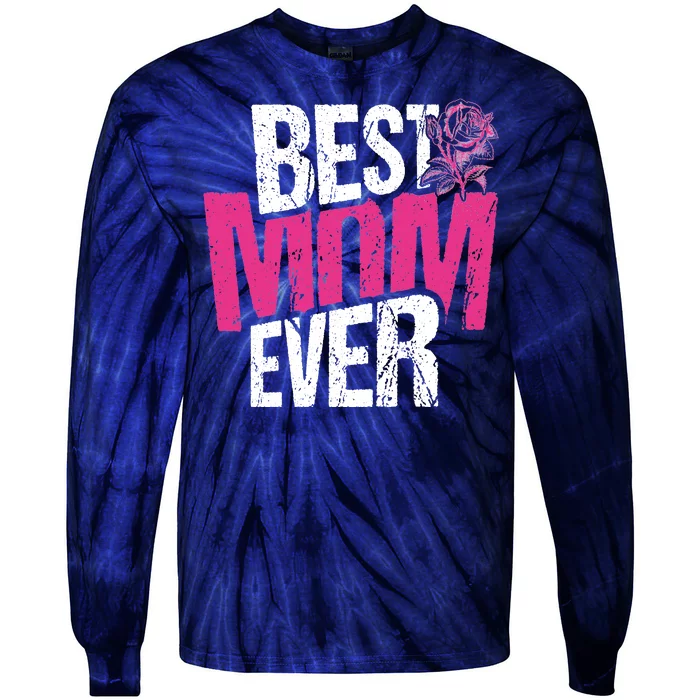 Best Mom Ever Rose Distressed Tie-Dye Long Sleeve Shirt