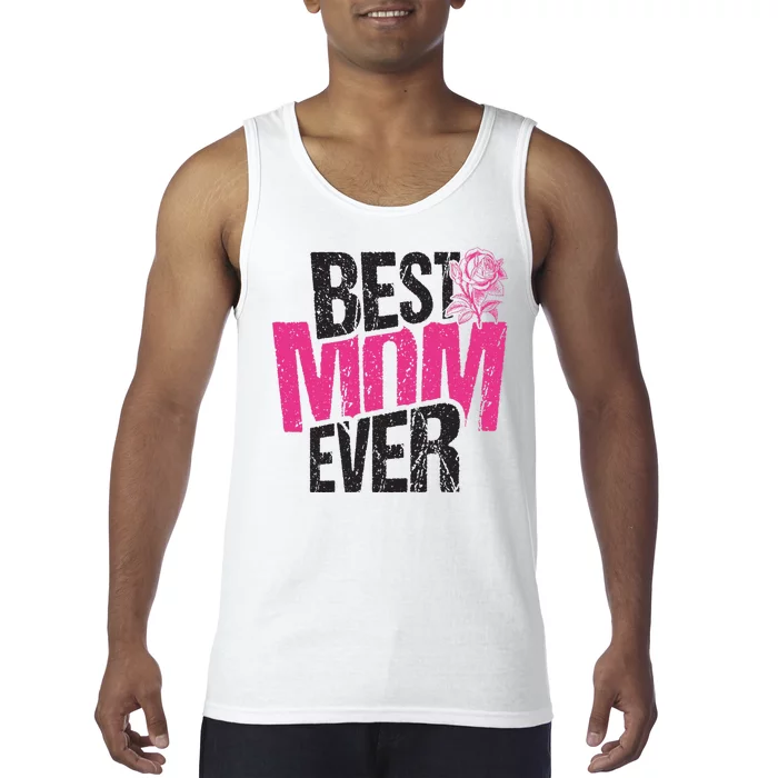 Best Mom Ever Rose Distressed Tank Top