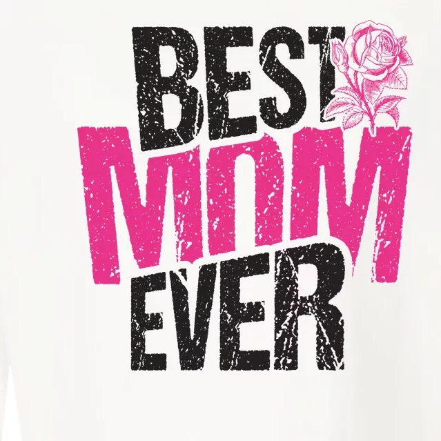 Best Mom Ever Rose Distressed Cropped Pullover Crew