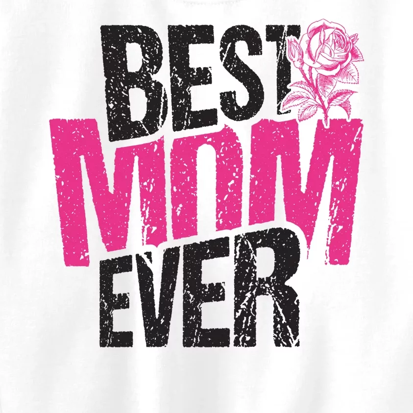 Best Mom Ever Rose Distressed Kids Sweatshirt