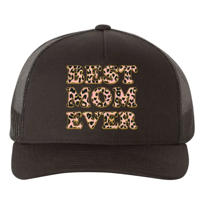 Best Mom Ever Stylish Leopard Print Yupoong Adult 5-Panel Trucker Hat