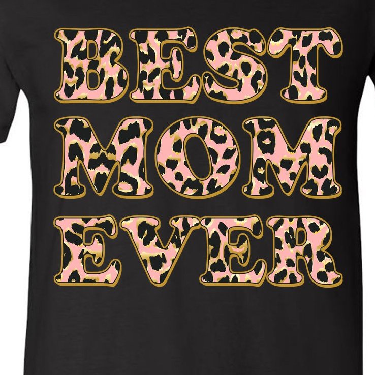 Best Mom Ever Stylish Leopard Print V-Neck T-Shirt