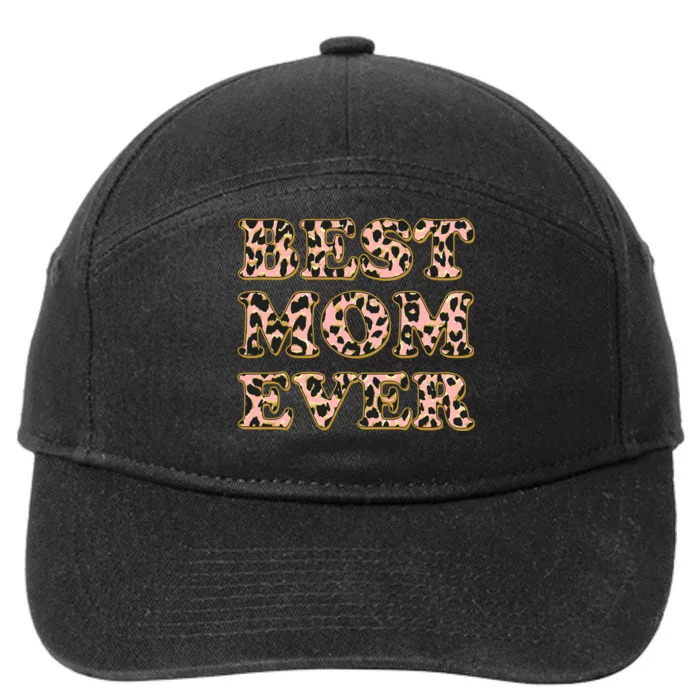 Best Mom Ever Stylish Leopard Print 7-Panel Snapback Hat