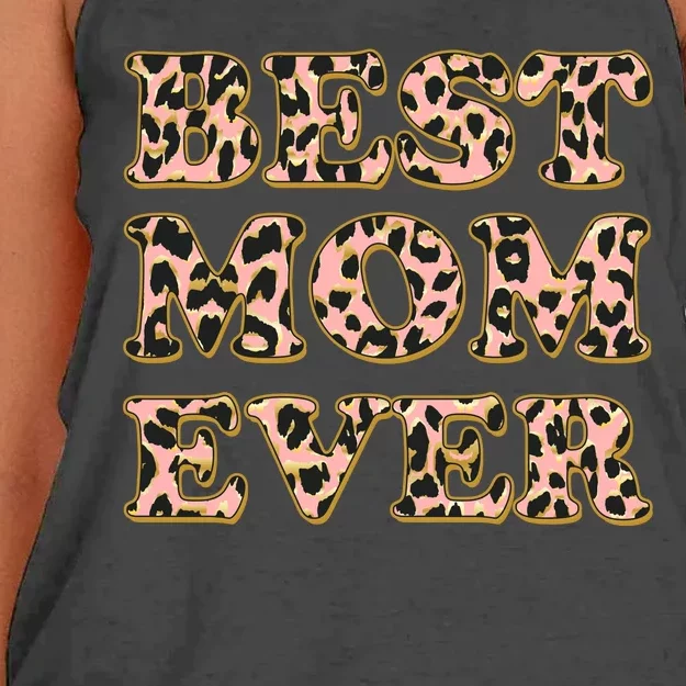 Best Mom Ever Stylish Leopard Print Women's Knotted Racerback Tank