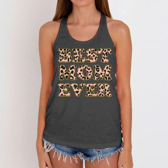 Best Mom Ever Stylish Leopard Print Women's Knotted Racerback Tank