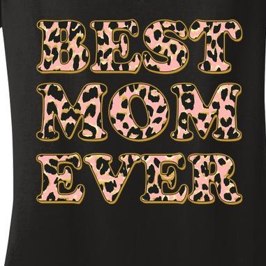 Best Mom Ever Stylish Leopard Print Women's V-Neck T-Shirt