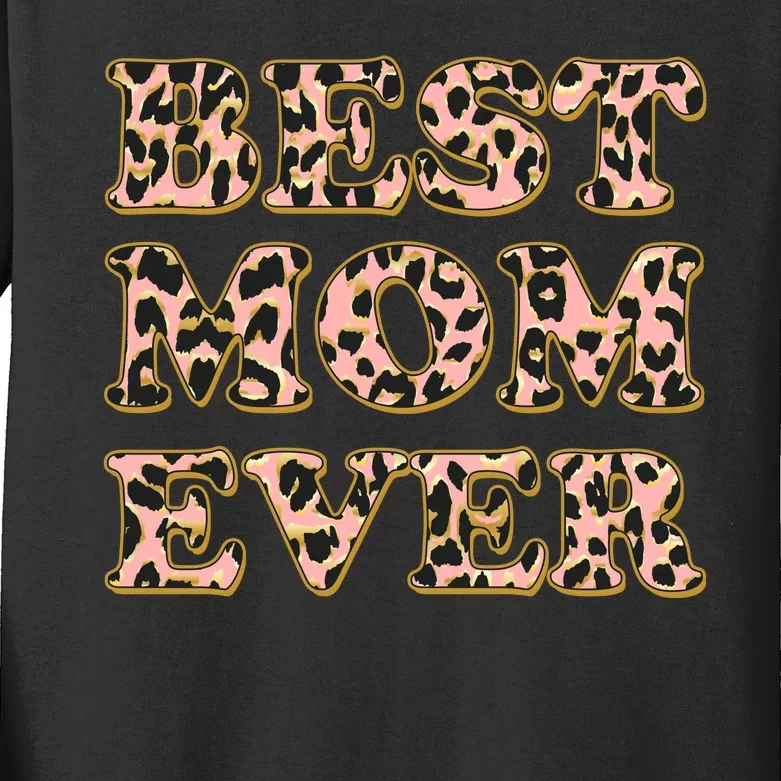 Best Mom Ever Stylish Leopard Print Kids Long Sleeve Shirt