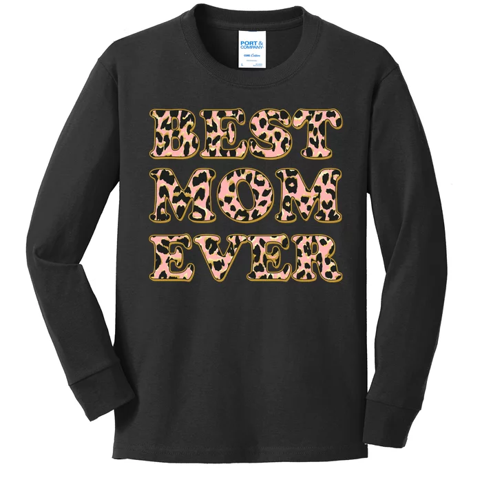 Best Mom Ever Stylish Leopard Print Kids Long Sleeve Shirt