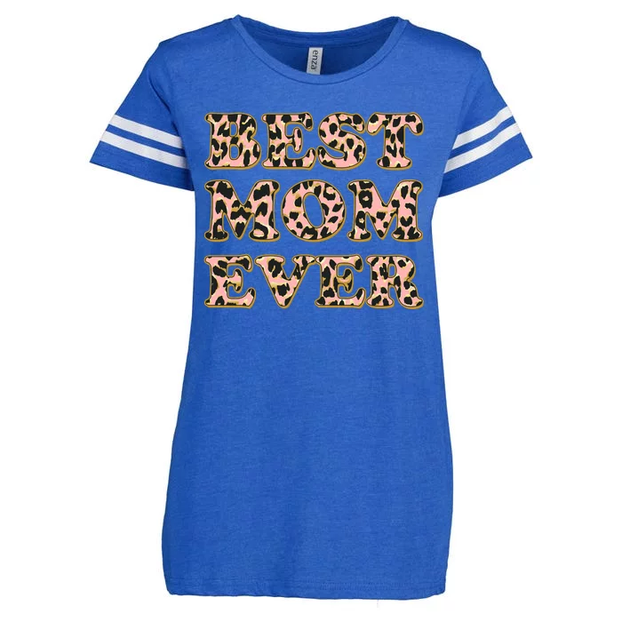 Best Mom Ever Stylish Leopard Print Enza Ladies Jersey Football T-Shirt