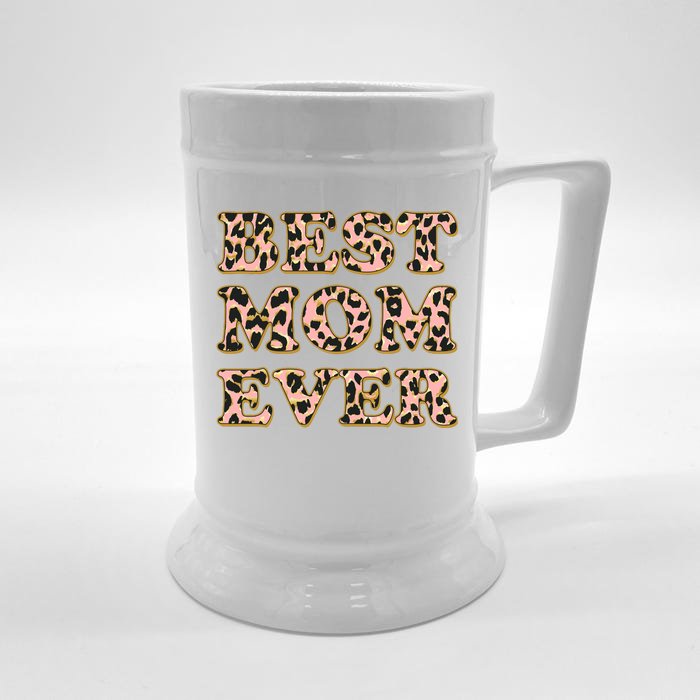 Best Mom Ever Stylish Leopard Print Front & Back Beer Stein