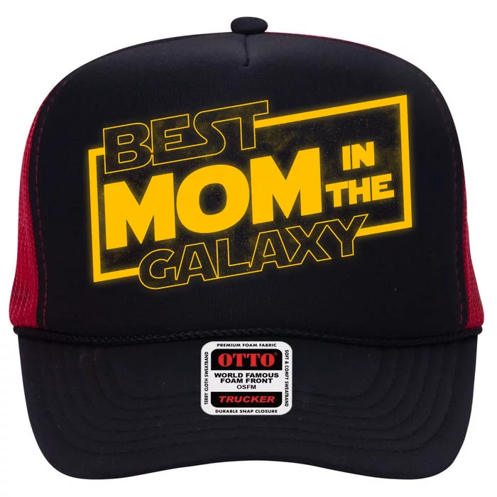 Best Mom In The Galaxy Parody Movie Logo High Crown Mesh Trucker Hat