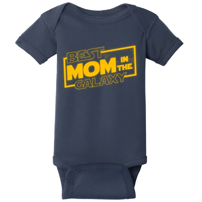 Best Mom In The Galaxy Parody Movie Logo Baby Bodysuit