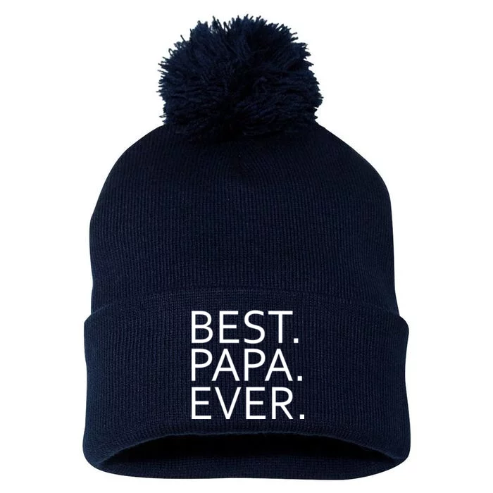 Best Papa Ever Pom Pom 12in Knit Beanie