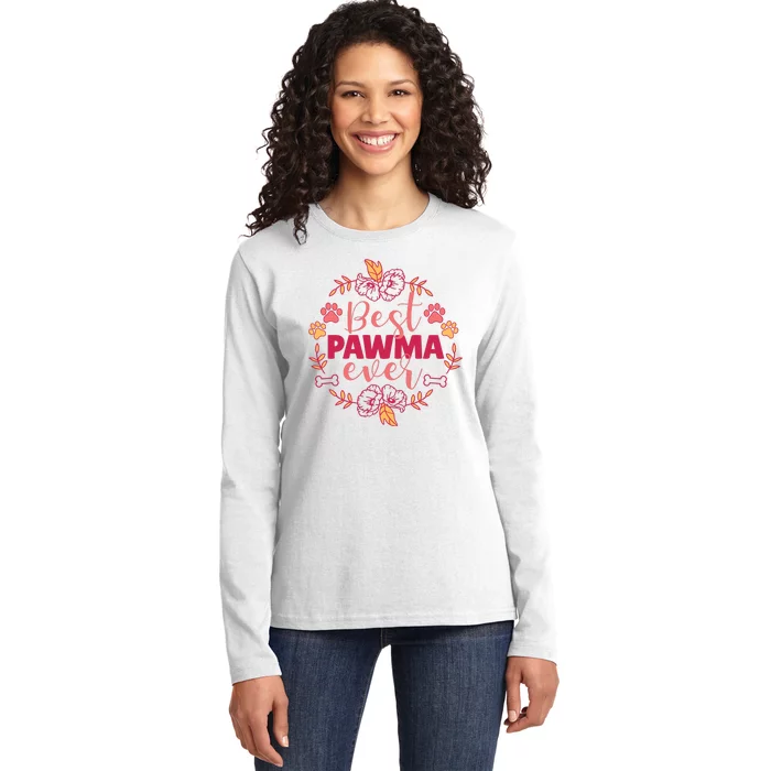 Best Pawma Ever Grandma Ladies Long Sleeve Shirt