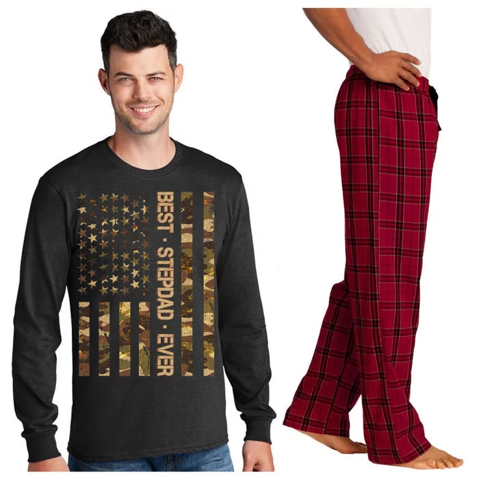 Best Stepdad Ever Camouflage Flag Long Sleeve Pajama Set