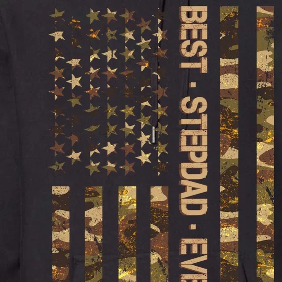 Best Stepdad Ever Camouflage Flag Premium Hoodie