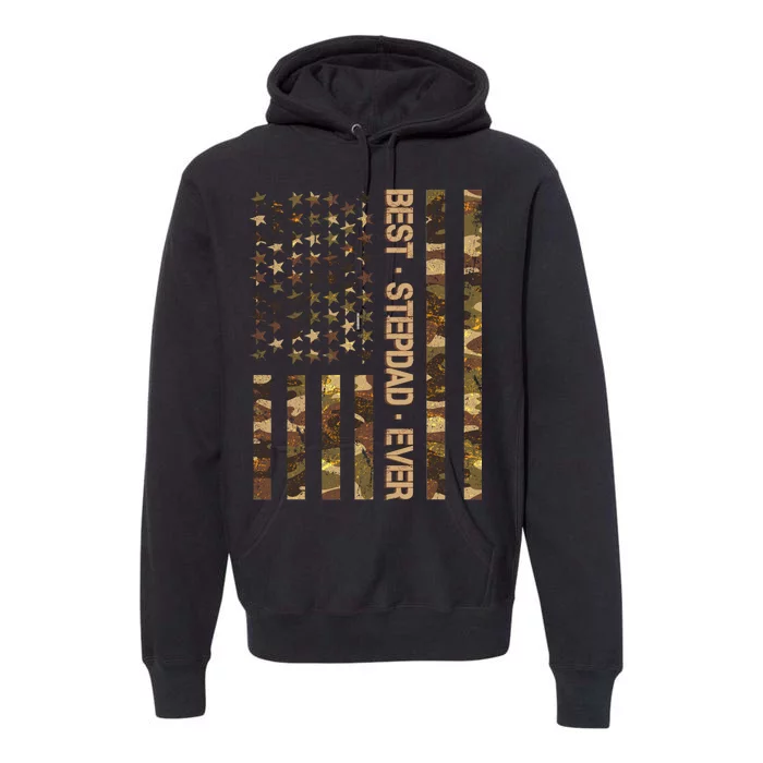 Best Stepdad Ever Camouflage Flag Premium Hoodie