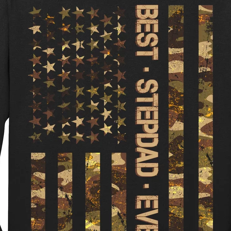 Best Stepdad Ever Camouflage Flag Tall Long Sleeve T-Shirt