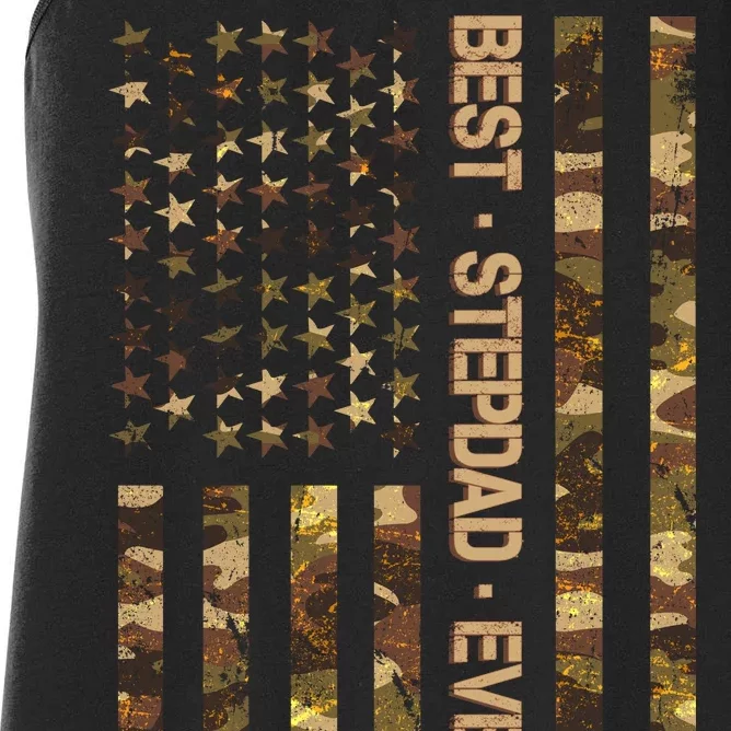 Best Stepdad Ever Camouflage Flag Women's Racerback Tank