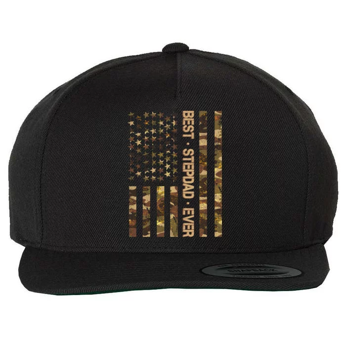 Best Stepdad Ever Camouflage Flag Wool Snapback Cap