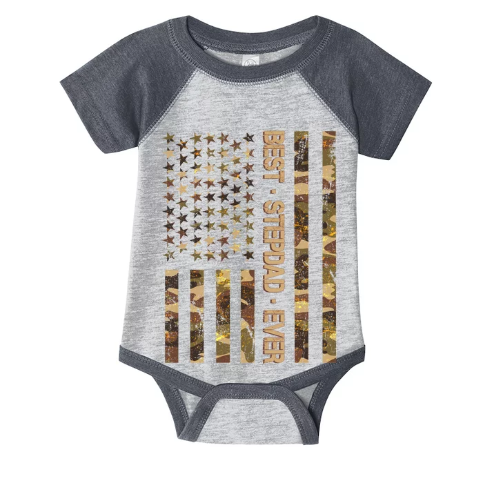 Best Stepdad Ever Camouflage Flag Infant Baby Jersey Bodysuit