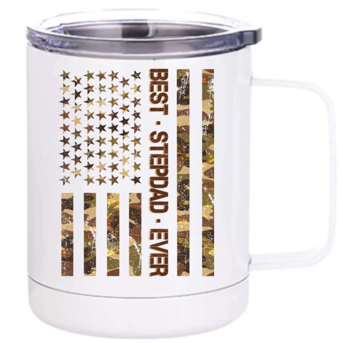 Best Stepdad Ever Camouflage Flag Front & Back 12oz Stainless Steel Tumbler Cup