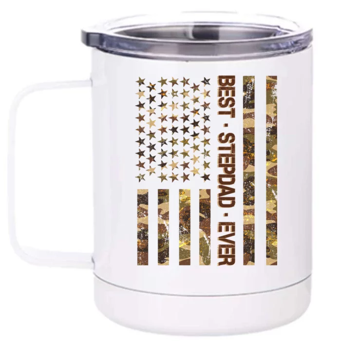 Best Stepdad Ever Camouflage Flag Front & Back 12oz Stainless Steel Tumbler Cup