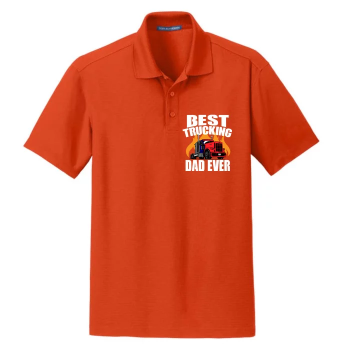 Best Trucking Dad Ever Dry Zone Grid Performance Polo