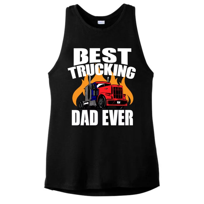 Best Trucking Dad Ever Ladies Tri-Blend Wicking Tank