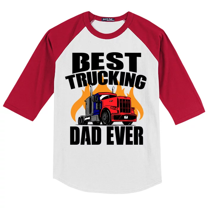 Best Trucking Dad Ever Kids Colorblock Raglan Jersey