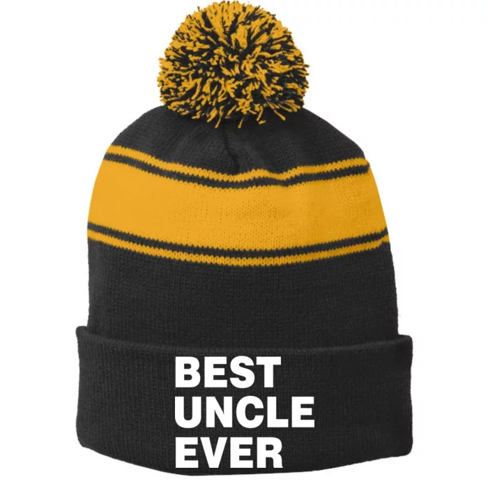 Best Uncle Ever Stripe Pom Pom Beanie