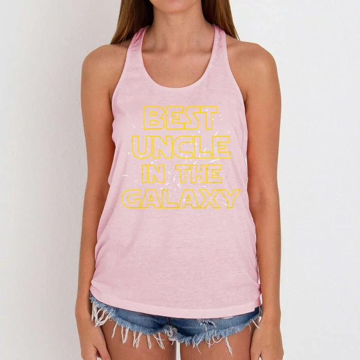 Best Uncle In The Galaxy Women's Knotted Racerback Tank