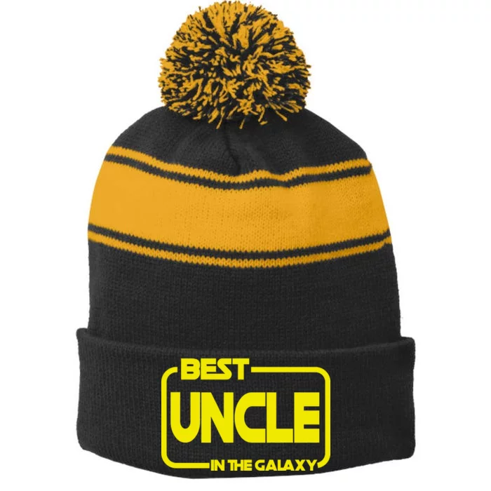 Best Uncle In The Galaxy Funny Stripe Pom Pom Beanie