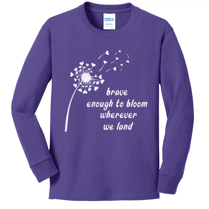 Bold enough to bloom wherever we land, military children Kids Long Sleeve Shirt