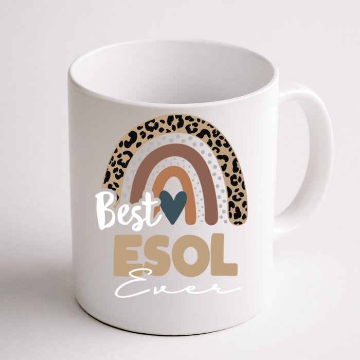 Best Esol Teacher Ever Boho Rainbow Teacher Appreciation Cool Gift Front & Back Coffee Mug