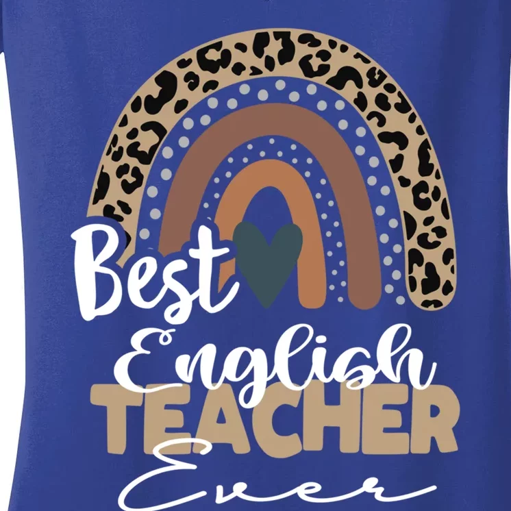 Best English Teacher Ever Boho Rainbow Teacher Appreciation Cute Gift Women's V-Neck T-Shirt